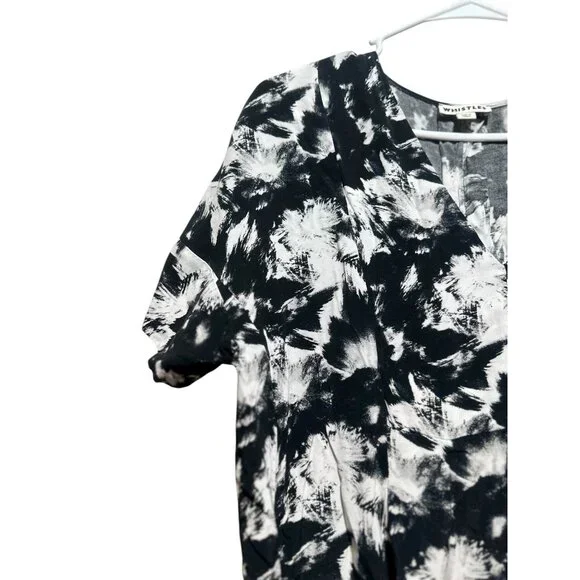 Whistles Hannah Suki Floral Abstract Tunic Dress Women 8 Black White Knee Length - Picture 14 of 16